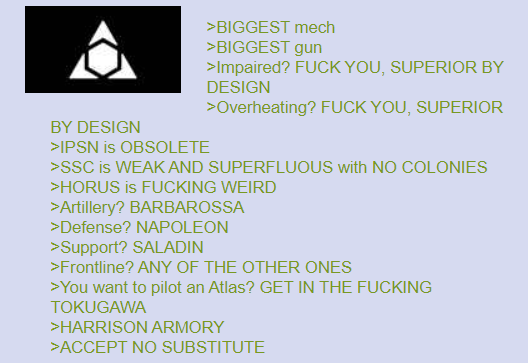 i found a /tg/ thread on lancer and have been amusing myself with some of the more dumb posts