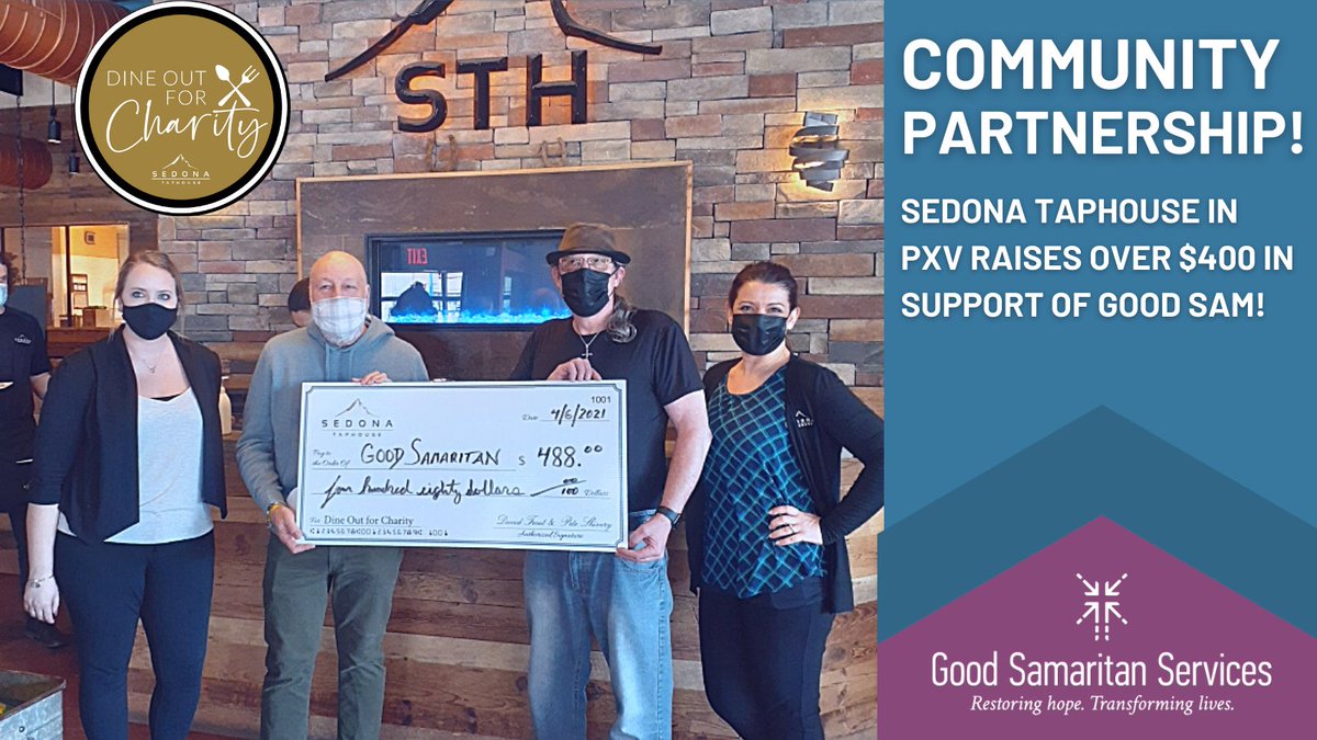 Thanks to @SedonaTaphouse (#Phoenixville) for donating $488 to <a href="/GoodSamServ/">Good Samaritan Services</a> through their Dine out for Charity initiative!