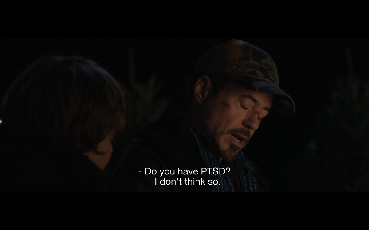 Jarvis and Rhodes both try to help Tony but he ignores them. He finally tells Pepper he's not doing well but then decides he must go off and "fix" the problem on his own. Tony admits to the kid he should probably be on medication but he doesn't actually seek out help from anyone.