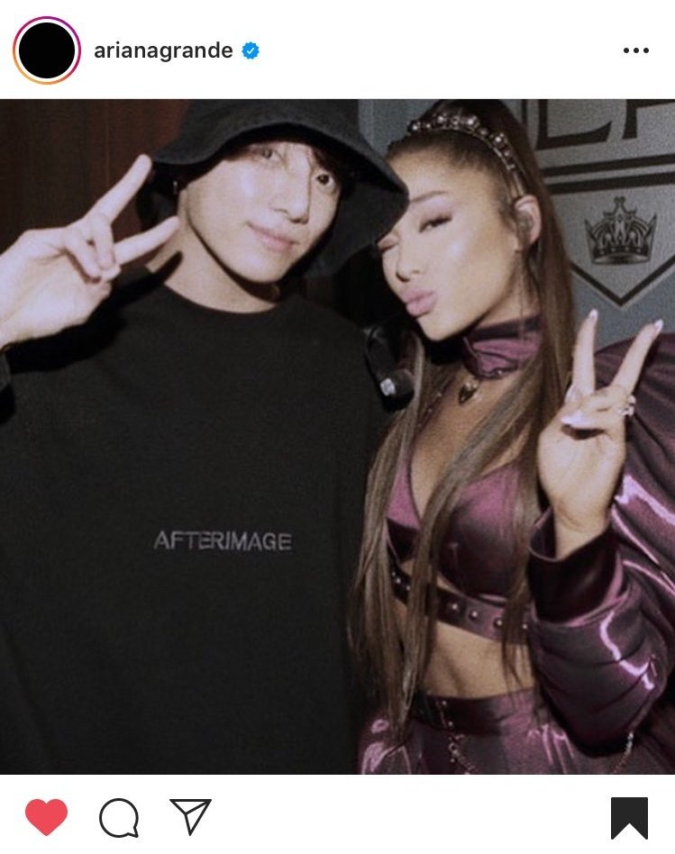 The way we all thought it was an edit but it was literally a real pic of Jungkook with Ariana 