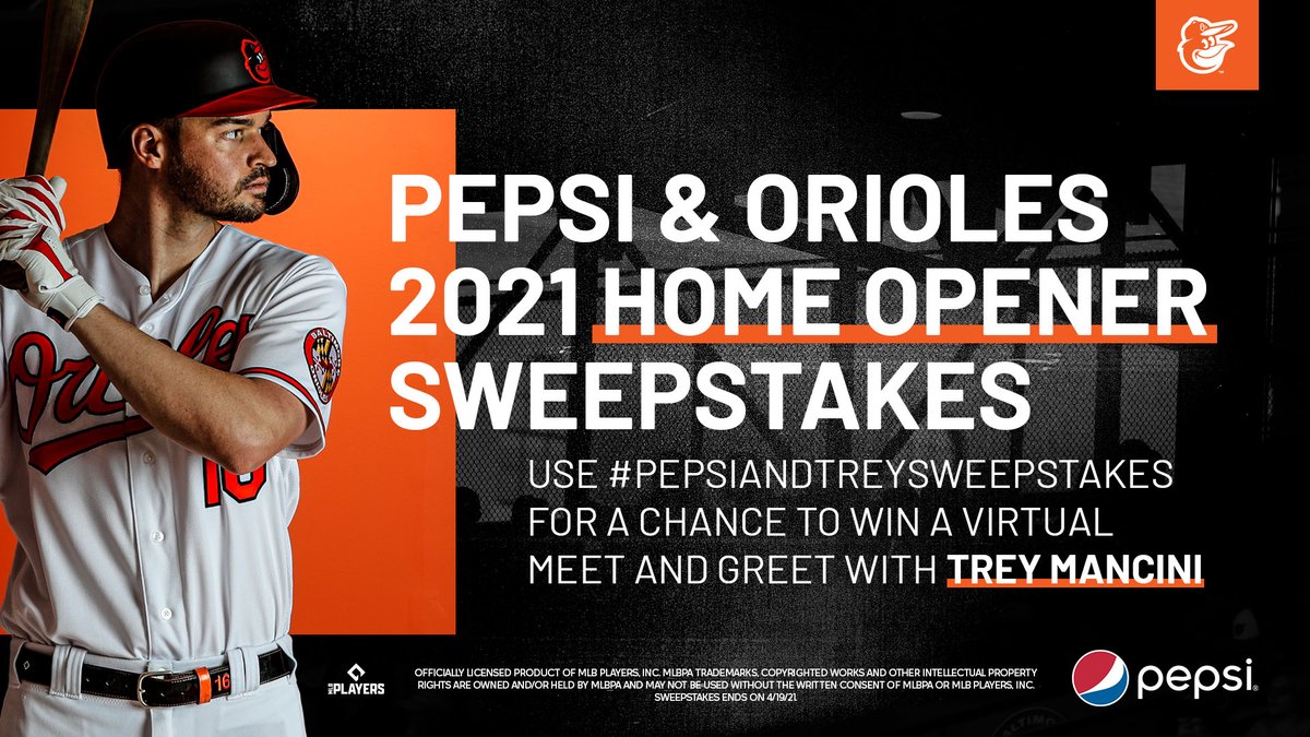 Orioles's tweet photo. You can still win a virtual meet and greet with @treymancini thanks to our friends at Pepsi. RT to enter!

Rules: https://t.co/1PkmPV5ZkZ https://t.co/Grse8zCPcv