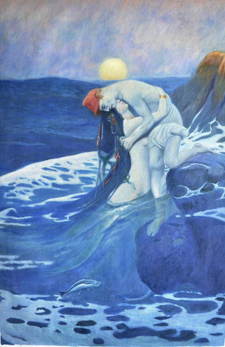 The Mermaid (1910) by Howard Pyle. A Mermaid (1900) by John William  Waterhouse #MermaidMonday #MythologyMonday #Mythology #mermaids  #MotivationalMonday #paintings, image size:779x1200