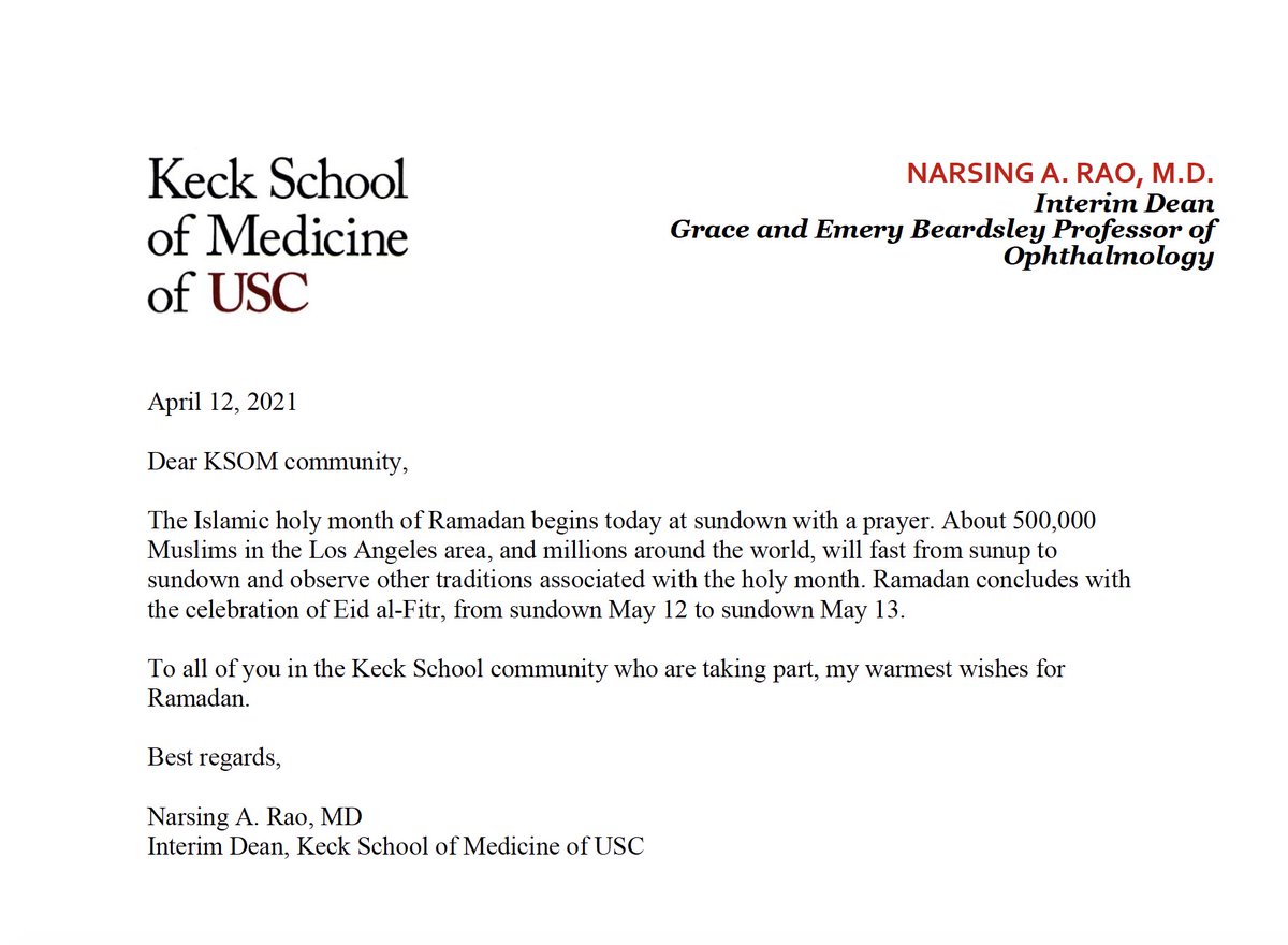 Read Interim Dean Dr. Narsing A. Rao's message on #Ramadan