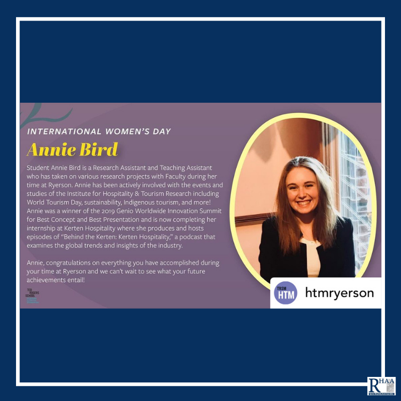 trhaa_tmu's tweet photo. As we slowly approach the end of the month, did you miss #HTMRyerson 's International Women Day posts? Featuring our faculty, alumna and current students - read all about their achievements. #RHAA #TRSM #RyersonAlumni #Ryerson https://t.co/2bLstTLdg0