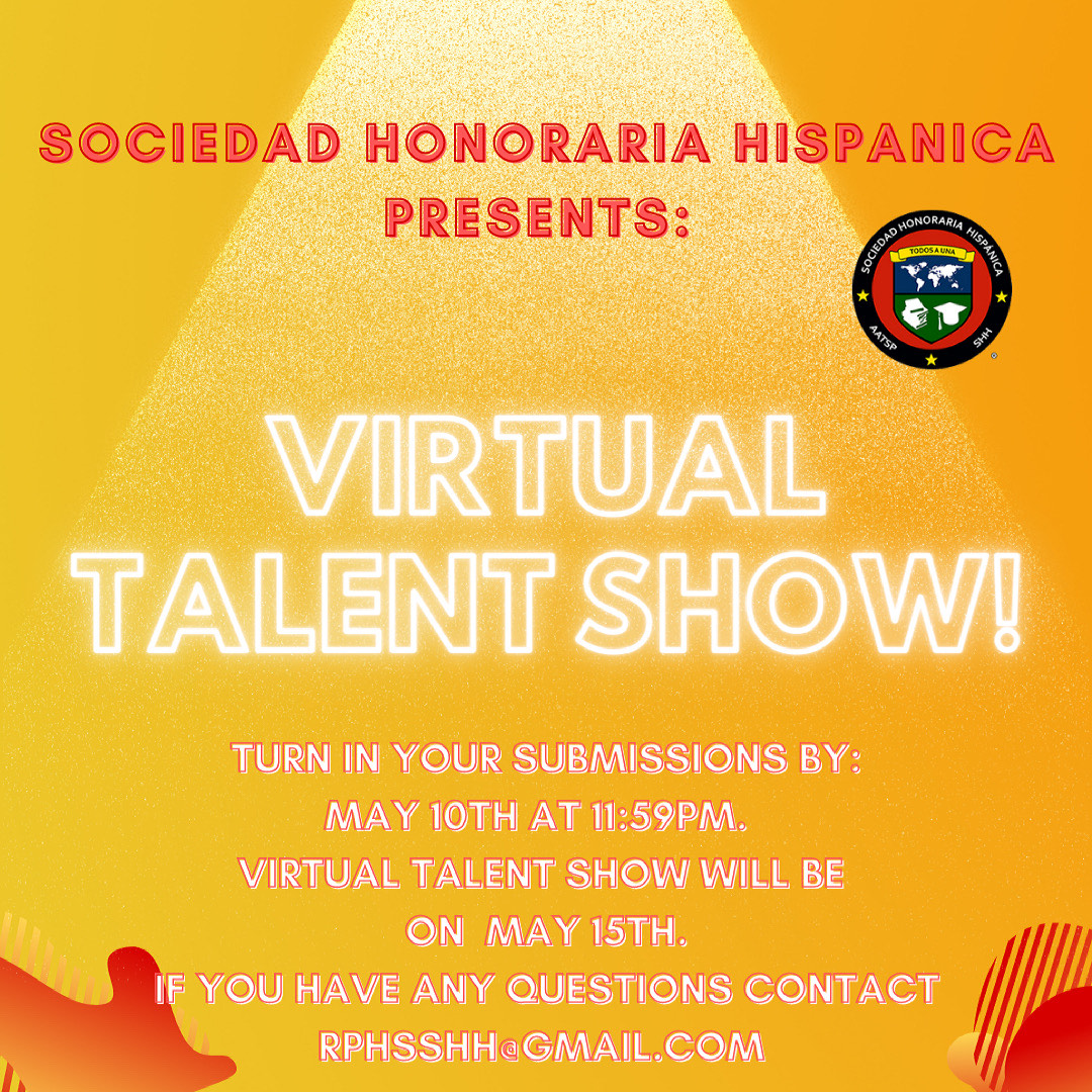 RPHS_SHH's tweet photo. It is your time to shine in our VIRTUAL TALENT SHOW! Visit the SHH website for more information. Apply today! https://t.co/tadf4PWqkL @RPHS_Panthers @FBISD_MSD @FBISDworldlang @FortBendISD https://t.co/Q37bz4buzS