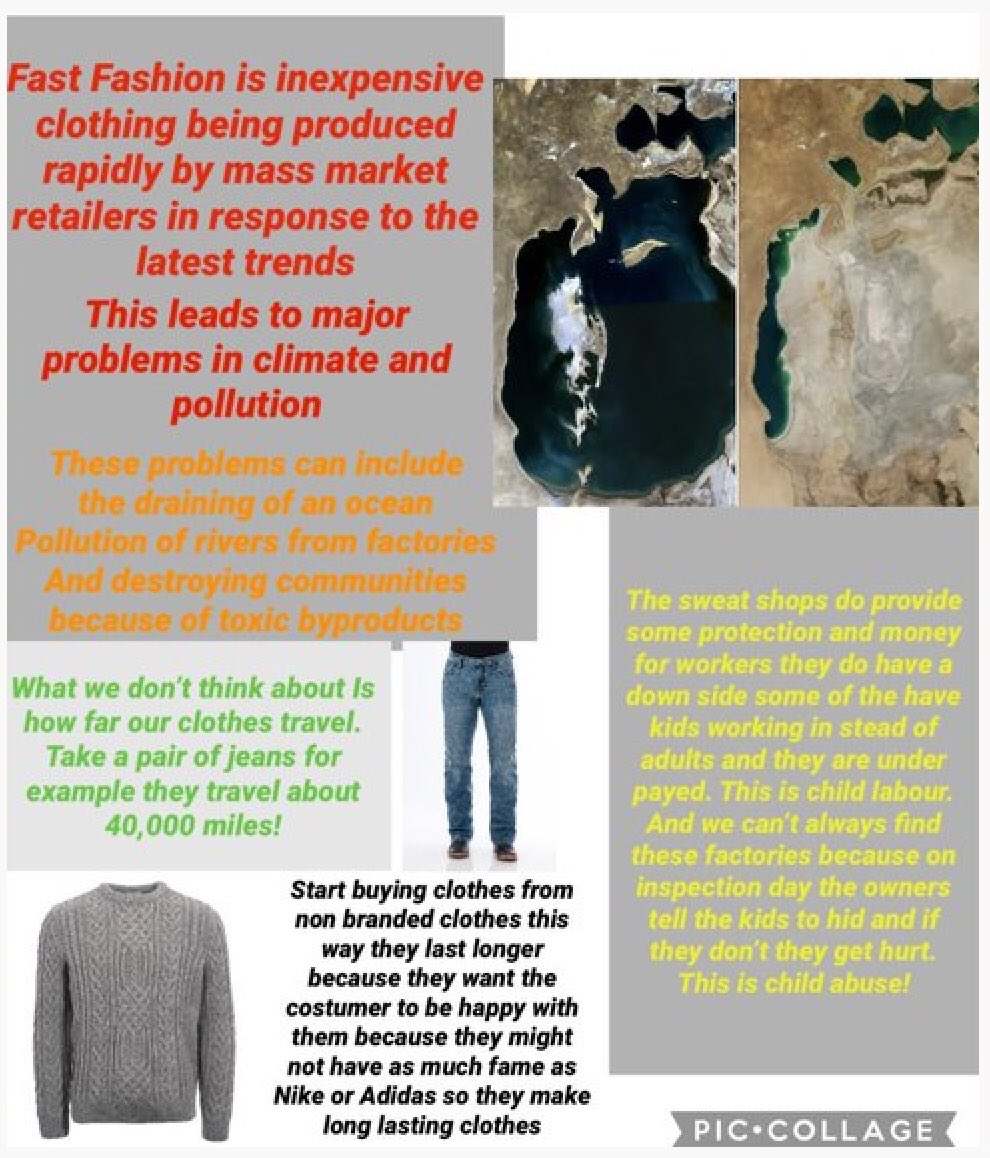 Excellent posters made by S3 about the damages of Fast Fashion #whomademyclothes