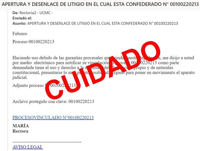 CaiVirtual's tweet photo. #AlertaDelDía este es otro #Falso correo donde los #Ciberdelincuentes buscan que usted haga clic en los archivos adjuntos o enlaces sospechosos. 

👉🏽 mucho cuidado 👈🏽 https://t.co/mKz6DJRYpD