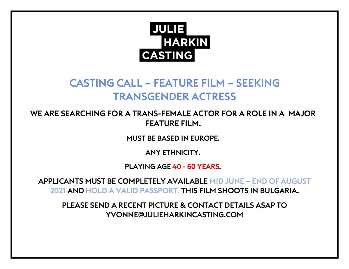 CASTING CALL FOR TRANSGENDER ACTRESS. PLEASE SHARE/RT:
