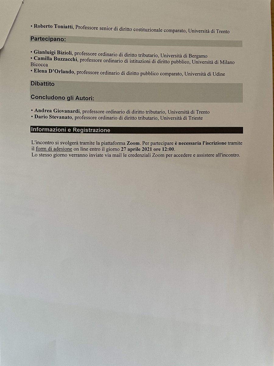 Domani a <a href="/UniTrento/">Università di Trento</a> discutiamo ancora di #autonomiadifferenziazioneresponsabilita con Roberto Toniatti, Camilla Buzzacchi, Elena D’Orlando, <a href="/GBizioli/">Gianluigi Bizioli</a>  e, ovviamente, <a href="/d_stevanato/">Dario Stevanato</a>