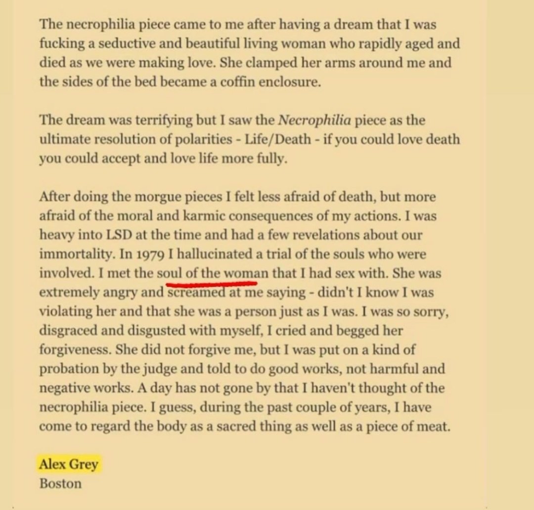 More on the necrophelia 'incident' ... the 2nd screenshot is from his own words and is published in magazine print, but is difficult to find on the internet now.
