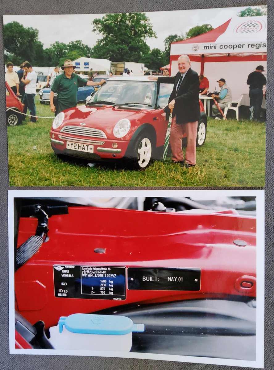 Rogthehat's tweet image. My invoice for ordering my MINI 12.9.1997 from Rover dealer Broadfields Garage Winchmore Hill N.21. My MINI Cooper, me, with Paddy Hopkirk, production date.
