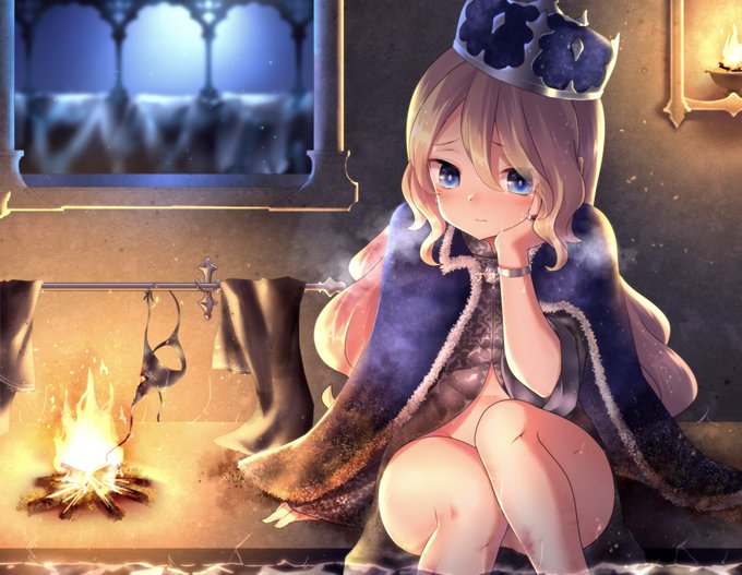 寒さに震え、涙を堪えて汚泥を落とすその少女はしかし統べる者であった。
父王亡き後の煌びやかな人形の君主と裏で群臣に揶揄されようとも、
急進派の手によって王都が占拠され一人逃れ鼠のように逃げ回ろうとも、
その冠と鮮やかな碧の外套が示す血筋の輝きは損なわれないと信じていた。
(オリジナル) 