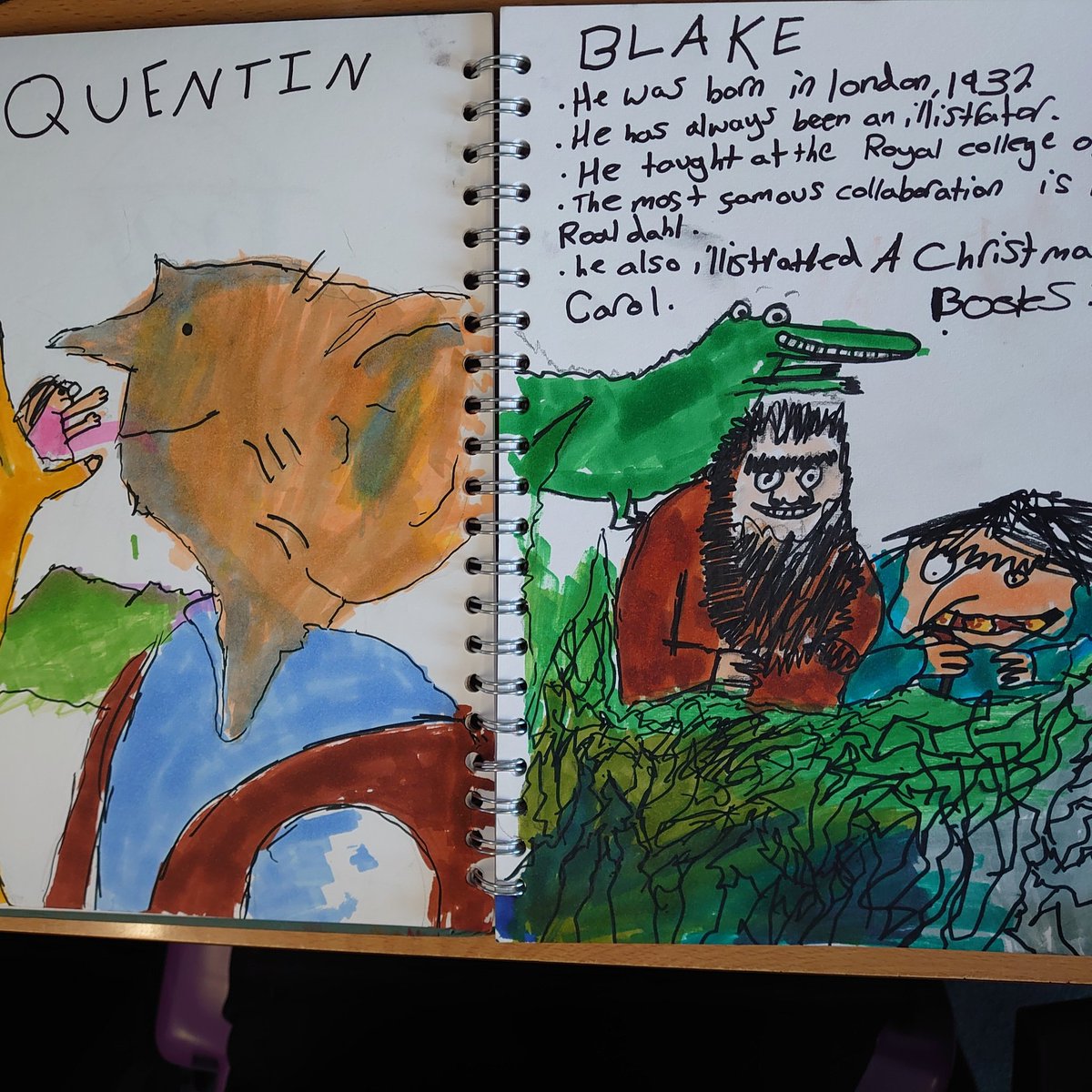 Mrs Fletcher is very impressed by the work year 7 have been doing on the illustrator Quentin Blake. Well done ! #wearebackstronger #art #illustration