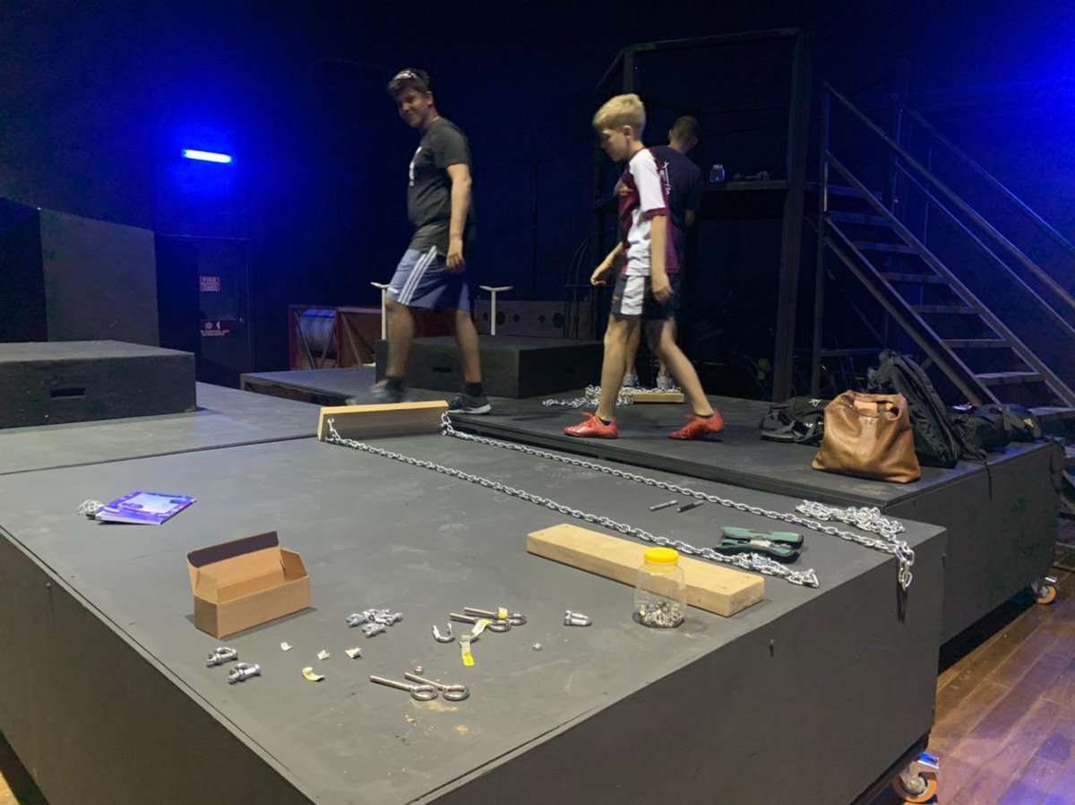 The Set for Alice in Wonderland is coming together! #Alice #jisdrama #jismusic #jisperformance #lotsofhardwork #giantteapots #thrones #swings #towers #setconstruction