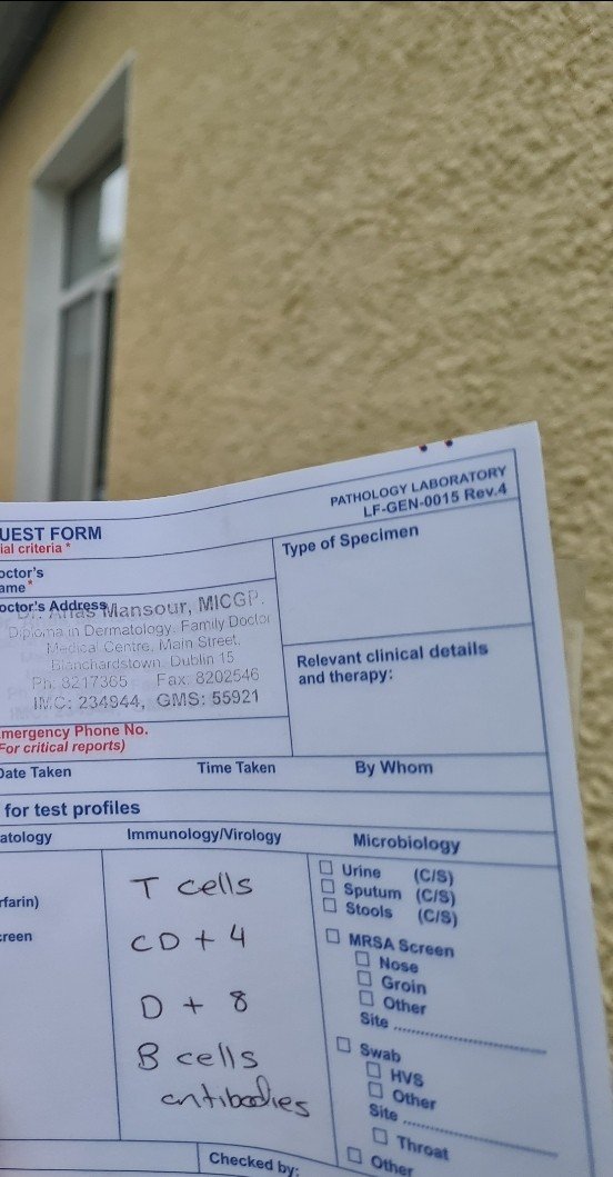 Bloods taken at Connolly hospital. The doctor wasn't sure they can do all the serological tests for SARS-CoV-2 such as the IgG.Strange in a pandemic when there is a cabal of globalists pushing for an  #ImmunityPassport. #SARSCoV2 #Immunity #SerologicalTests #Tcells #Bcells