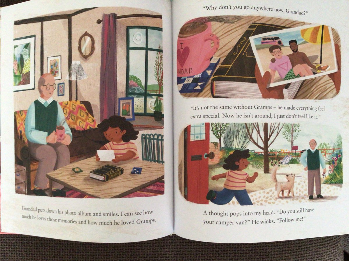 #GrandadsCamper @harryewoodgate @AndersenPress is all about coping with family loss. At the heart of the story is the special restorative relationship between a grandfather & his granddaughter. A beautiful picture book which glows with love. 4/4