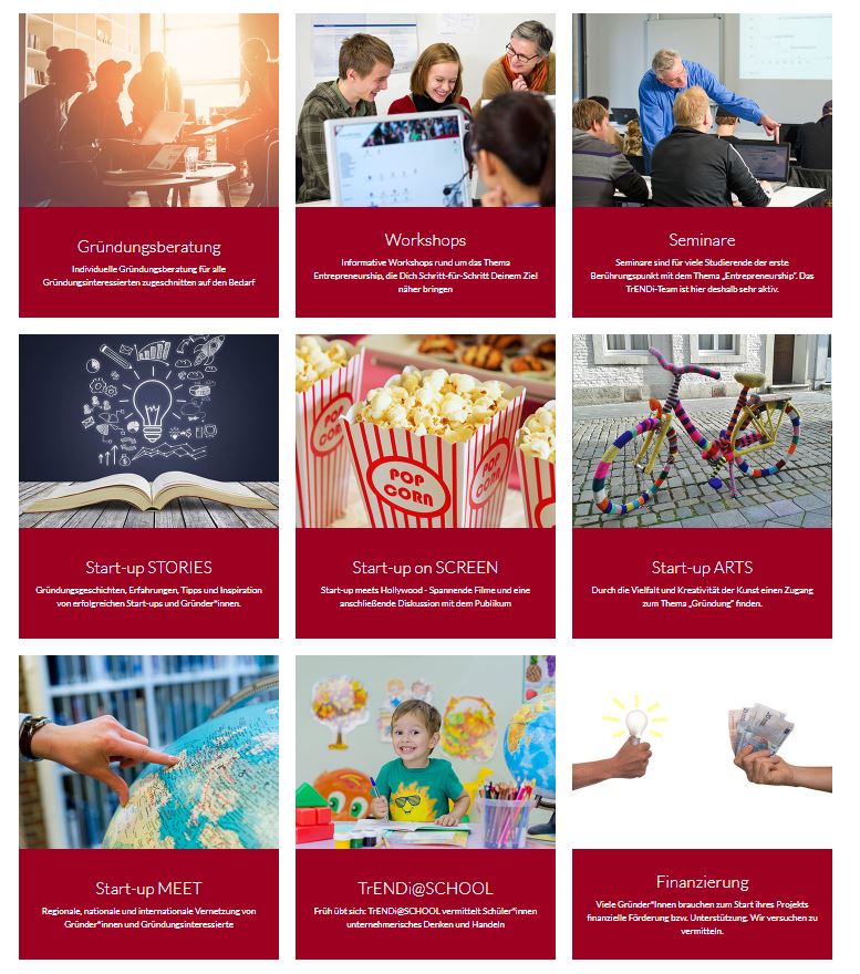 Der #TrENDi Start-up #Service der @univechta ist jetzt offiziell erreichbar. Unsere #Website befindet sich in den finalen Zügen und steht schon bald für Dich bereit!
Hier schon mal ein kleiner #Vorgeschmack unserer #Angebote! Wir freuen uns auf Dich!