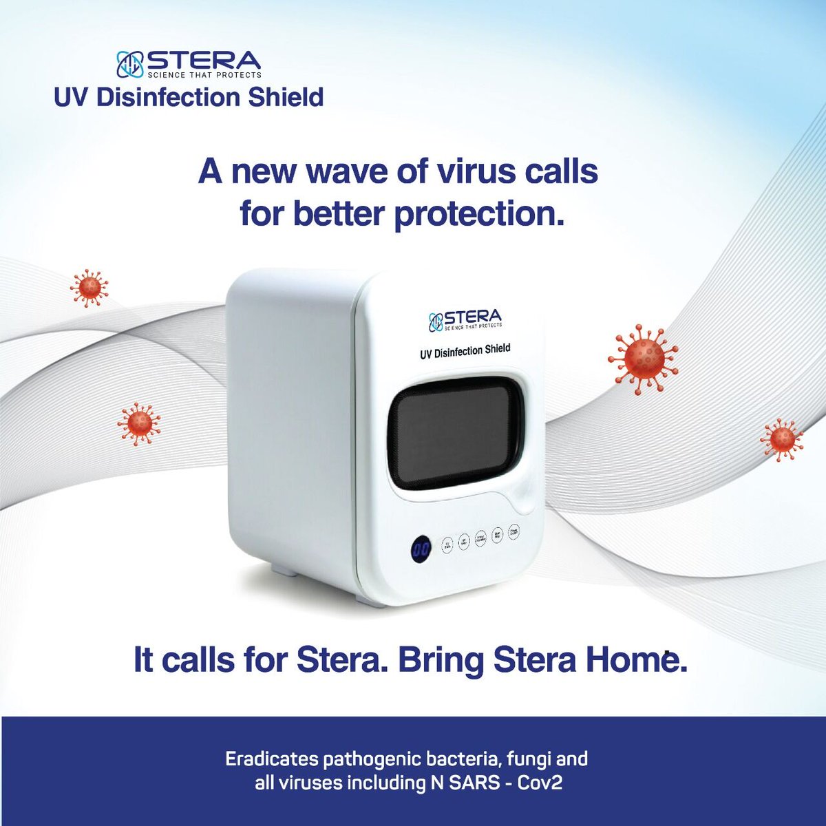 SteraOfficial's tweet photo. A new wave of virus calls for better protection.
It calls for Stera. Bring Stera Home.
.
.
.
#SteraItFirst #360DegreeProtection #stera #coronavirus #coronaSecondWave #coronaVirusUpdates #coronavirusoutbreak⚠️ #IndiaNeedsOxygen #5MinutesToSafety #StayIndoor #disinfectant #uvdi https://t.co/45tQbDCDtV