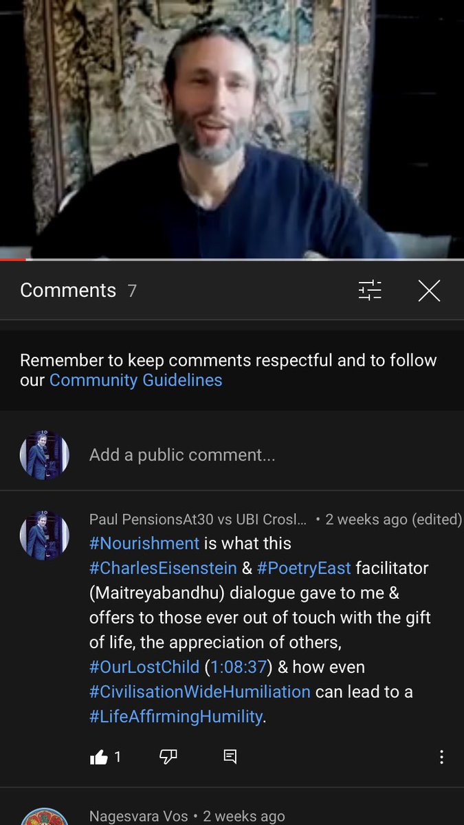 paulcrosland's tweet image. I’ve extracted this gem from a second listening to #PoetryEast meets #CharlesEisenstein(&amp;amp; paraphrased his words):
44minutes in we begin a section on Why people #GoForRefuge to #BuddhistPolitics(as understood by members of #TriratnaBuddhistCommunity);to gain a sense of #identity..