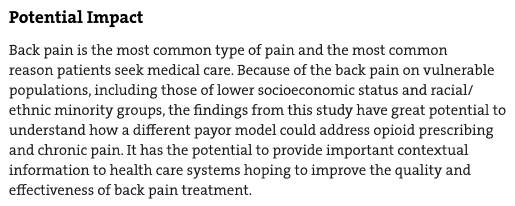 tal7291's tweet image. This statement is false. Why?
While back pain is the most commonly seen pain in the doctor's office, treatment does not generalize to the more than 7000 conditions across body systems that generate pain.
I rate this as a #LogicalError and
#FalseEquivalency that causes harm