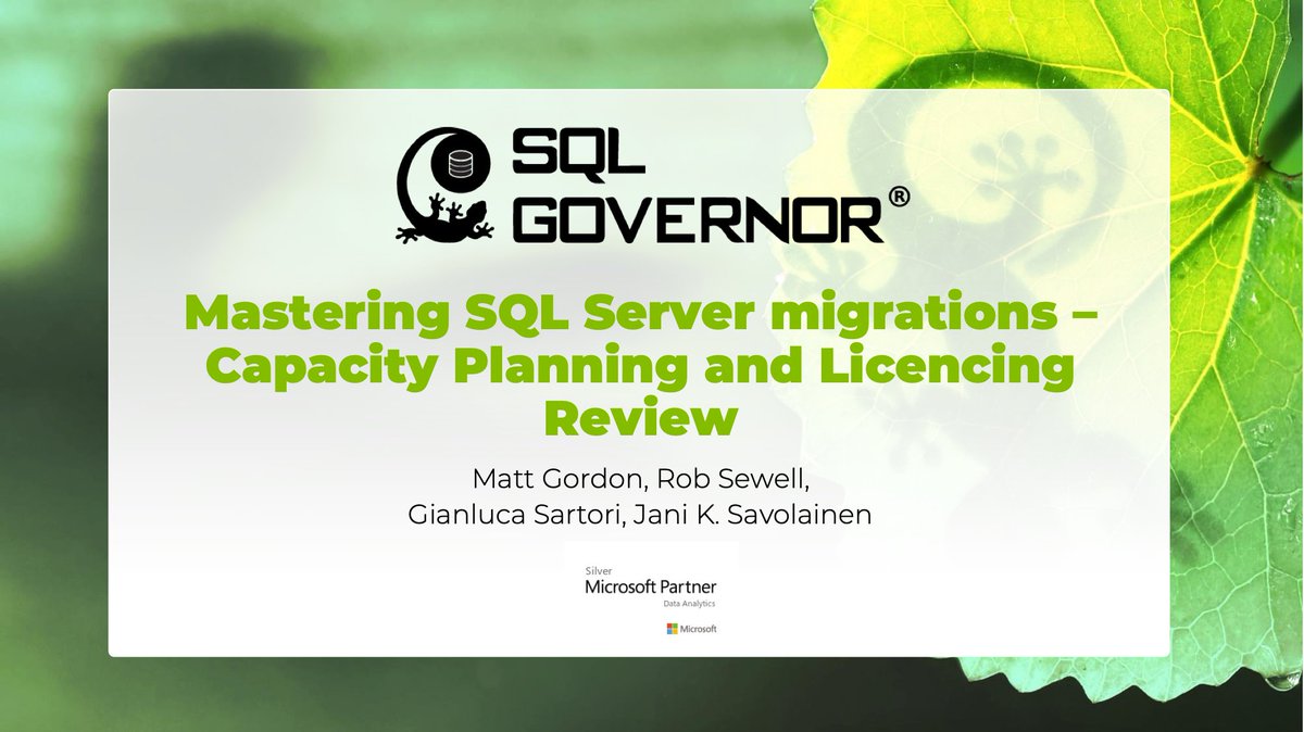 SQLgovernor's tweet image. Here's a must-watch for anyone planning a SQL Server migration, now or in the future! Click to watch our expert webinar on SQL Server Capacity Planning and Licensing Review. hubs.li/H0M1NG70
#sqlserver #sqlserverwebinar #capacityplanning #liftandshift