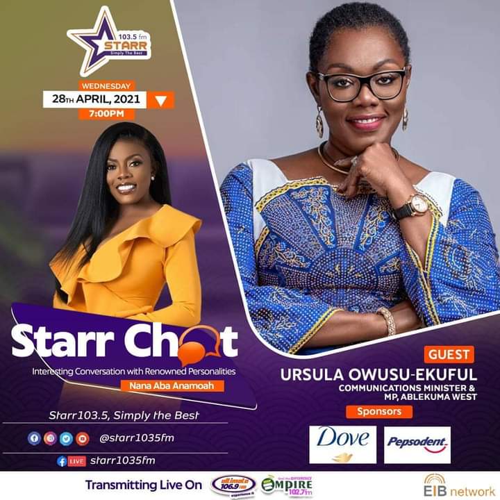 BBeboat's tweet photo. Join Minister for Communications and Digitalization, Mrs Ursula Owosu-Ekuful on Starr fm tomorrow! https://t.co/rrHdeK7kxu