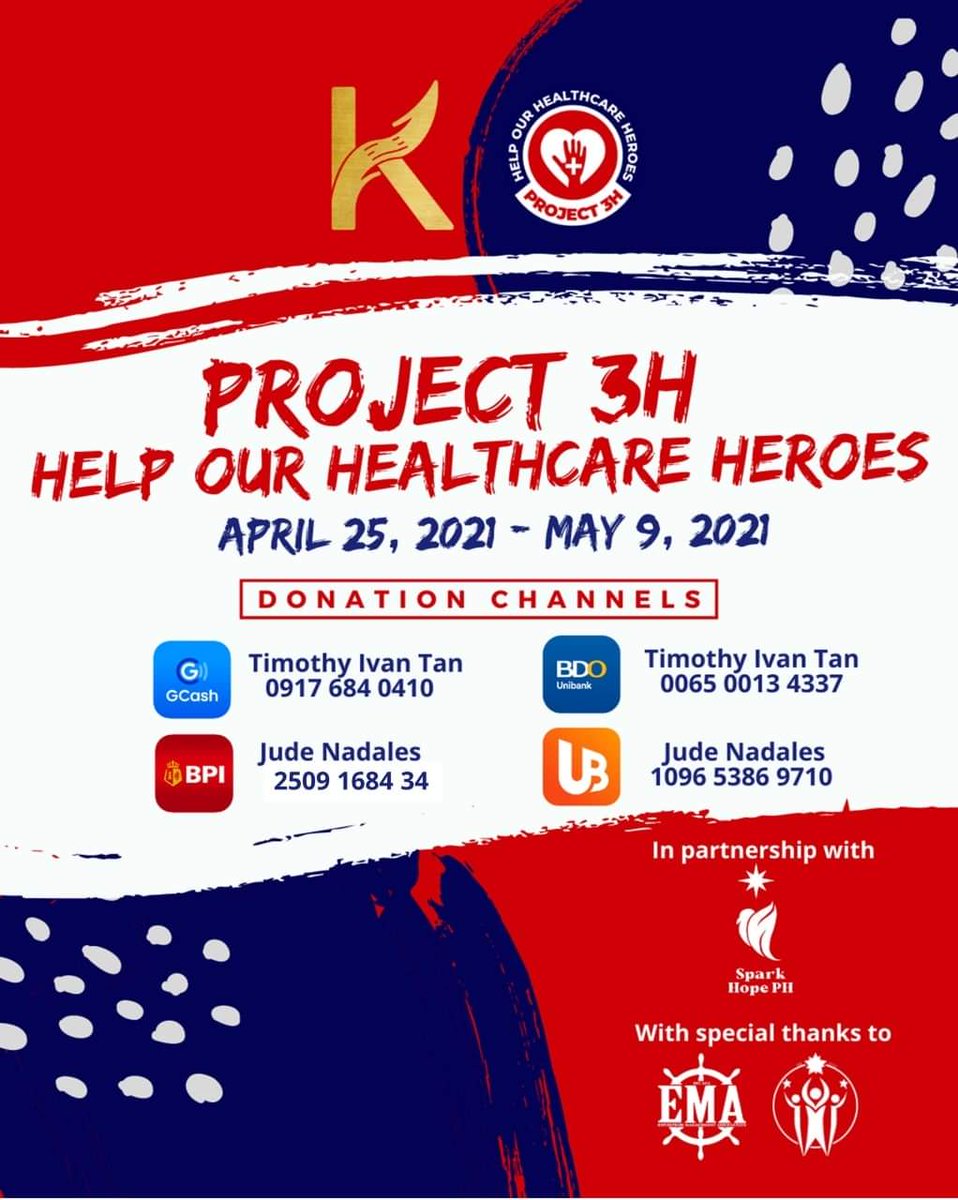 UAPKASANGGA's tweet photo. It’s the moment you’ve been waiting for! 🤩
We are proud to announce the official launching of Project 3H: Help Our Healthcare Heroes. 💙🤍

Let’s help our healthcare heroes be protected with personal protective equipment by donating to the channels listed below. https://t.co/yzoA0kpWNB