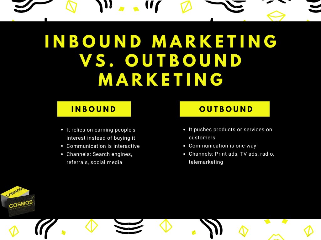 CosmosAgencyIE's tweet image. The most essential difference between Inbound marketing and outbound marketing can be understood in the way the pictures above illustrate.

#inboundmarketing #inboundmarketingAgency #inboundmarketingblog  #sba #sbamember #sallinsbusinessassociation #cosmosshineonline