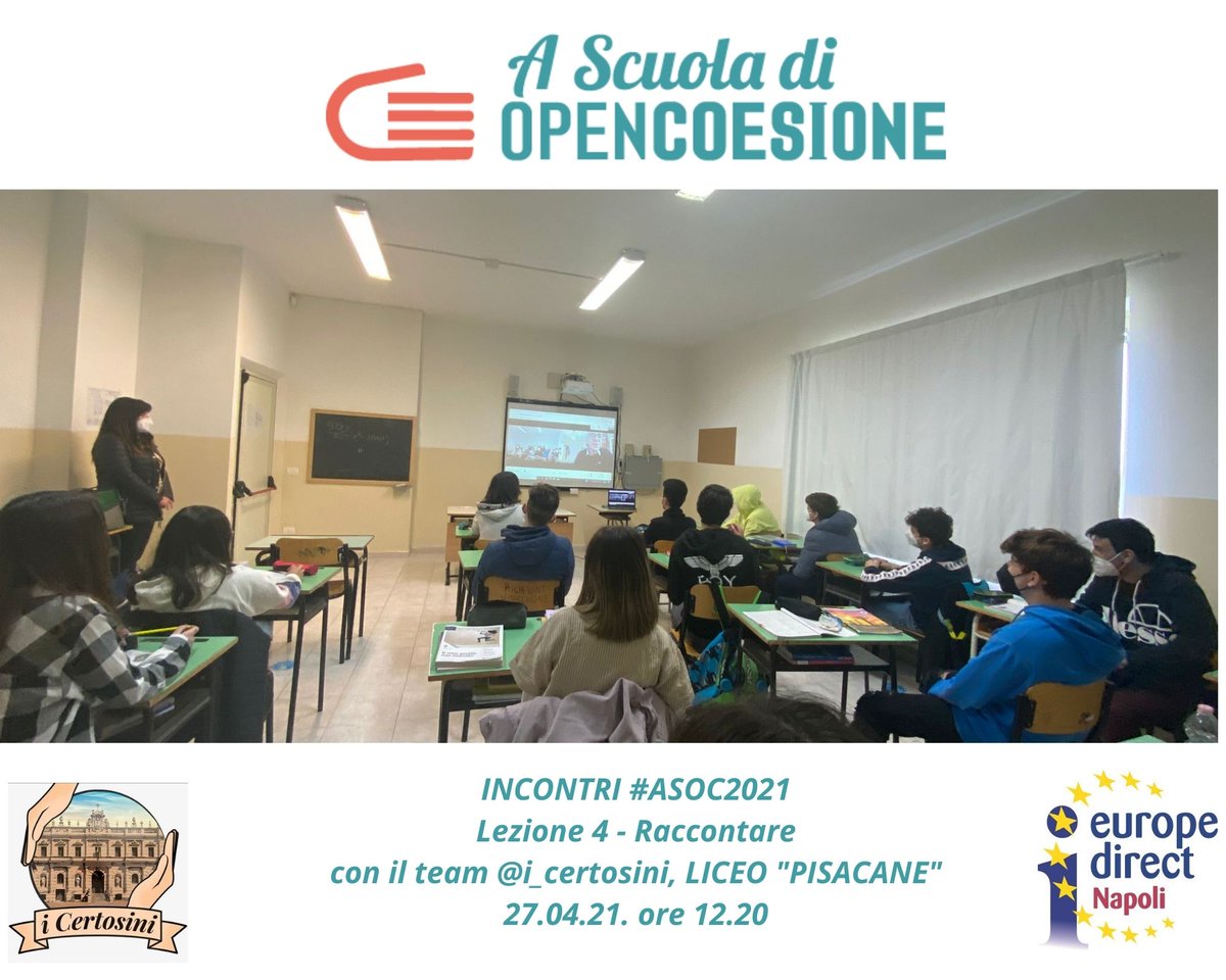 EuropeDirectNA's tweet photo. Finale di progetto #ASOC2021 anche per il team @i_certosini, (Liceo Pisacane di Padula): li abbiamo appena incontrati e sono prontissimi, con elaborati finali, pitch e prodotto creativo: ottimo lavoro ragazze/i!!!to 😉💪🏻 https://t.co/JoaFCiEJbS