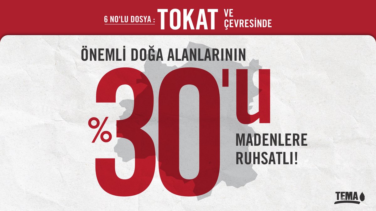 temavakfi's tweet photo. Tokat’ı nasıl bir gelecek bekliyor❓
Tokat ili ve çevresinde,
📌Önemli doğa alanlarının %30’u madenlere ruhsatlı❗
#altındaölümvar https://t.co/WIzaPvs8A2