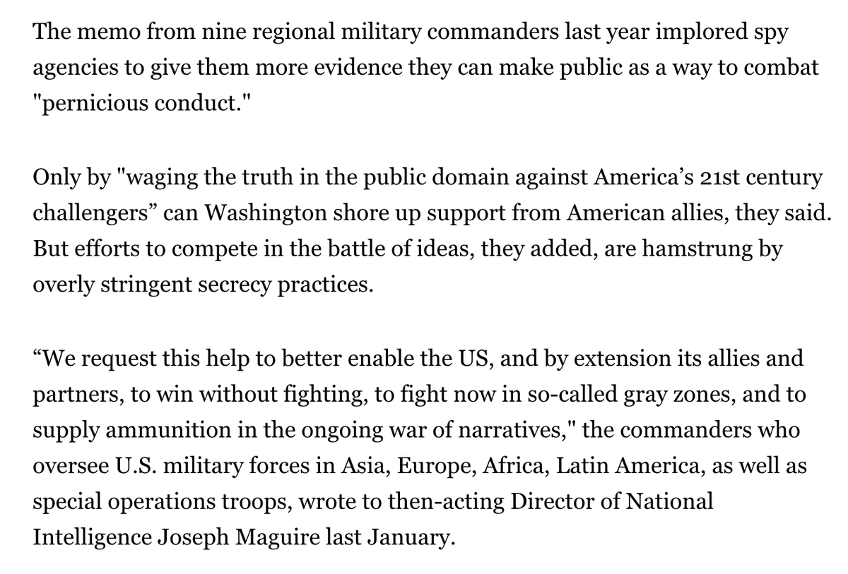 BLUF: Nine four-star military commanders asked then-Pres. Trump to fight against Russian and Chinese led information warfare against the United States. Trump took no action to stop our enemies' attacks.Some, like Sens. Johnson and Grassley, aided and comforted the enemy.