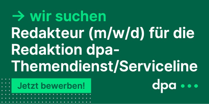 dpa_unternehmen's tweet image. 🔎 Redakteur (m/w/d) für die Redaktion @dpa_tmn / Serviceline
⚙️Schwerpunkte sind die Themenfelder Mobilität und Geld. 
✅ Journalistische Ausbildung und Erfahrungen in der redaktionellen Arbeit
➡️ dpaq.de/8tISN #Job #Berlin #nachrichtenagentur