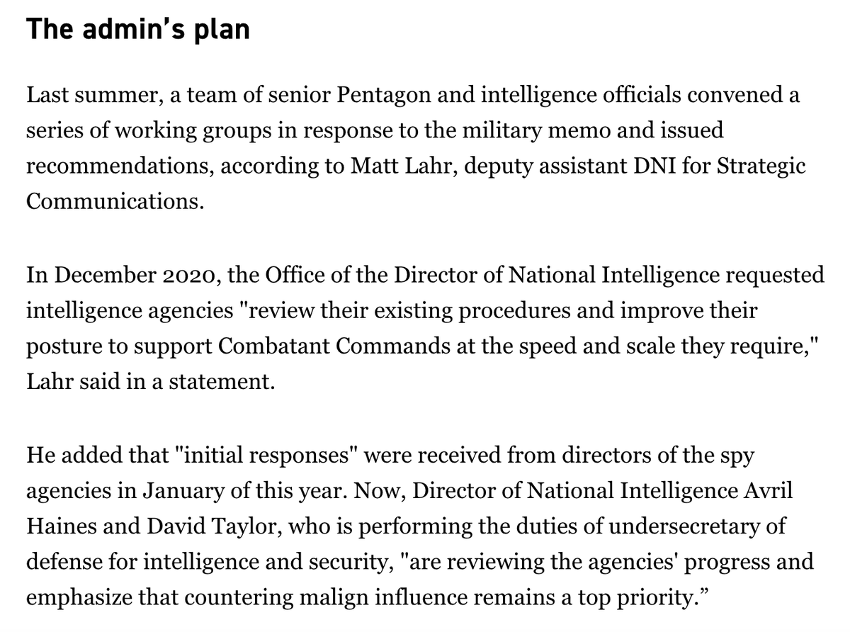 I read this as, "DoD asked for this during 2020. But Trump was still POTUS. Once Biden's people got there, then they started working on how to do it for real, without traitors in charge."