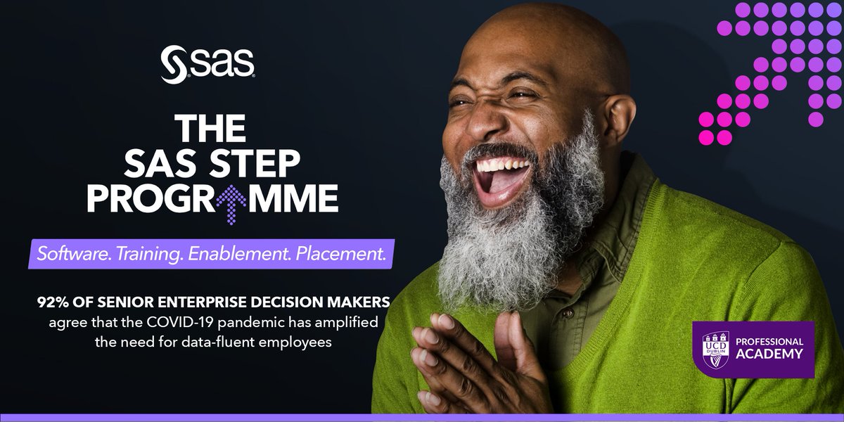 ucd_prof's tweet image. We&apos;re committed to re-invigorating the nation&apos;s workforce! Partnering with @SASSoftwareIE we&apos;re aiming to equip unemployed workers with vital skills in data and analytics and in turn provide employers with highly skilled candidates. #SASSTEP hubs.la/H0L86Qm0