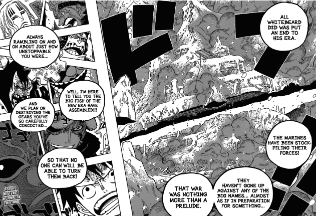In Law's own words. He states that after Marineford, the balance did not really fall at all. It only shifted. As if everyone was making preparations. By destroying the SAD factory and destabilising Doflamingo. He 'broke the gears' that were holding the balance of power steady.