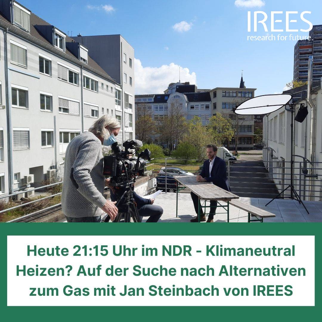 IREES (@ireesresearch) on Twitter photo IREES heute Abend im #NDR
„#Klimaneutral heizen? Auf der Suche nach Alternativen zum Gas“ ist heute Thema in der Sendung #Panorama 3 um 21:15 im NDR. Unter anderem mit einem Beitrag von unserem Geschäftsführer Dr. <a href="/JanSteinbach3/">Jan Steinbach</a>
Verpassen Sie es nicht! IREES heute Abend im #NDR
„#Klimaneutral heizen? Auf der Suche nach Alternativen zum Gas“ ist heute Thema in der Sendung #Panorama 3 um 21:15 im NDR. Unter anderem mit einem Beitrag von unserem Geschäftsführer Dr. <a href="/JanSteinbach3/">Jan Steinbach</a>
Verpassen Sie es nicht!