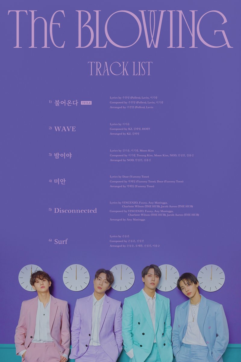 Highlight_AUent's tweet photo. HIGHLIGHT 3rd MINI ALBUM [The Blowing] TRACK LIST
2021. 05. 03. 18:00

💿 TRACK LIST

　01. 불어온다
　02. WAVE
　03. 밤이야
　04. 미안
　05. Disconnected
　06. Surf

✔ https://t.co/kGAC99Rg0k

#하이라이트 #Highlight #윤두준 #양요섭 #이기광 #손동운 #The_Blowing https://t.co/35llTeDhT4