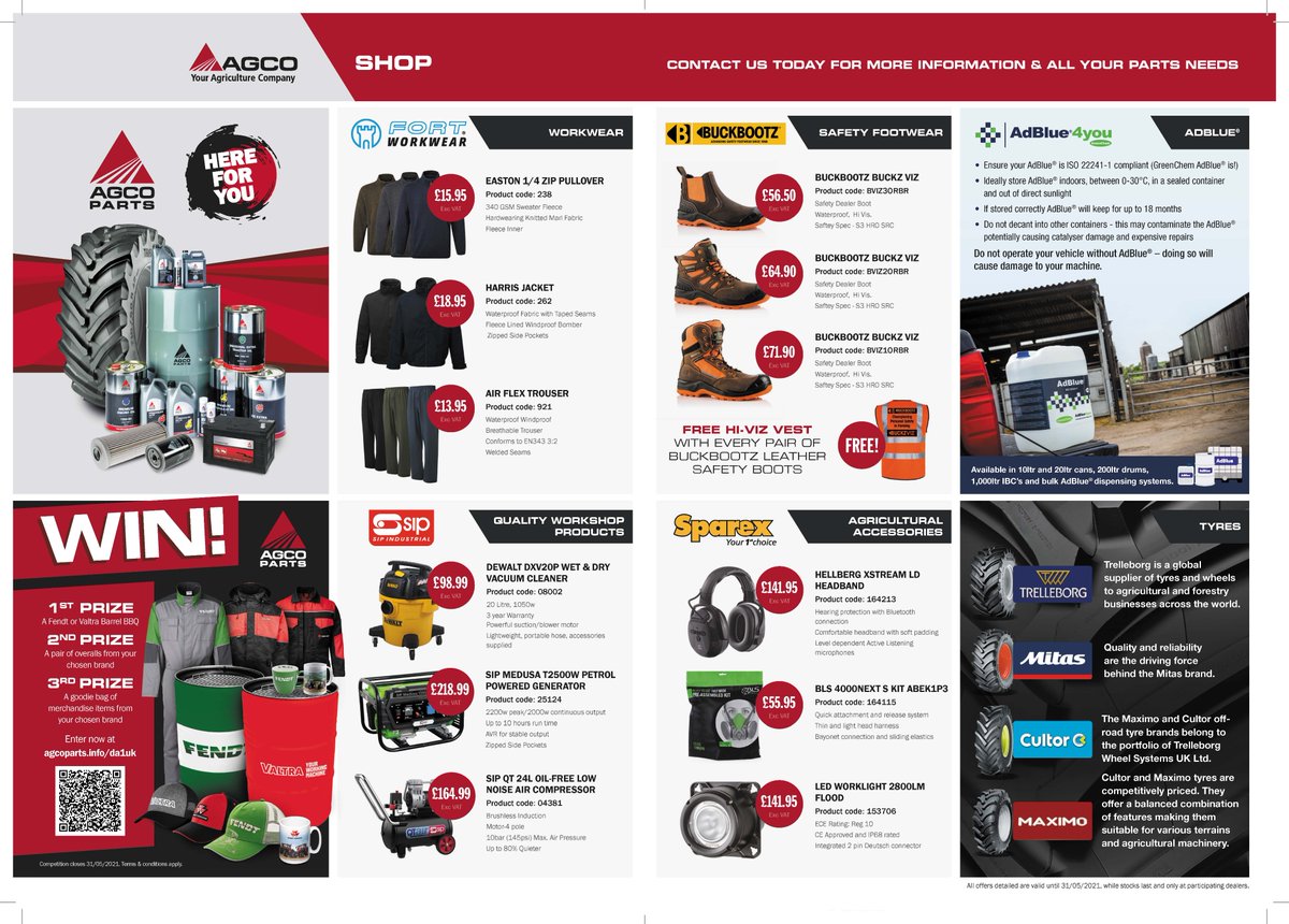 The AGCO spring leaflet is out now, take a look at the latest offers available.

file:///C:/Users/Agwood/Downloads/AS015_AGCO_Shop_Mar2021_FW-DPS_UKDEALER_A4P_210x297_WEB_177384.pdf