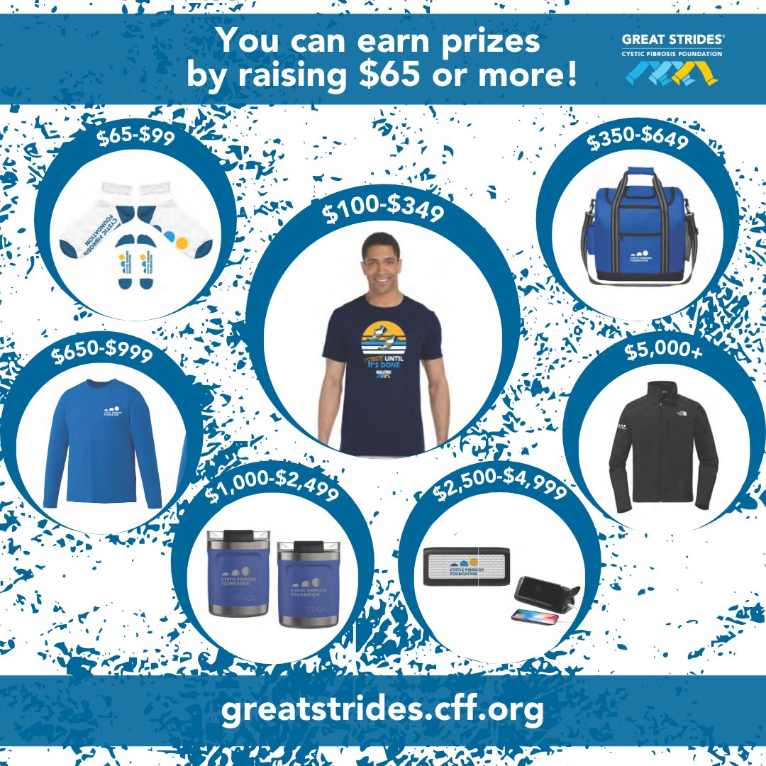 CFF_SouthFL's tweet photo. Want to earn some really cool Great Strides Swag including our official Great Strides shirt (yes, they're BAAAACK!)?  Just register and fundraise for South Florida Great Strides and YOU can earn this cool gear! Register today at https://t.co/tloeHTYYfl https://t.co/Zl3vPpojBt