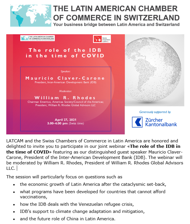 TODAY 9AM. Mauricio Claver-Carone and the Latin American Chamber of Commerce in...