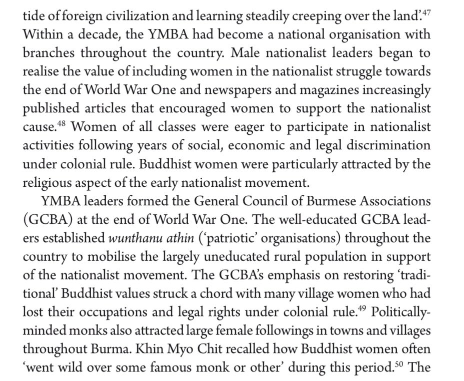 In 1919, the 1st women’s group in Myanmar, Konmari Athin, was formed as part of an anti-colonial, nationalist movement. Other women’s groups followed.(Extracts from ‘The Authority of Influence: Women and Power in Burmese History’ by Jessica Harriden) #WhatsHappeningInMyanmar