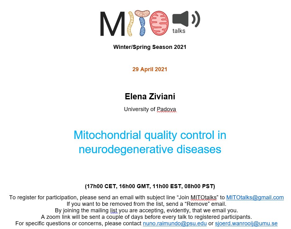 If a #healthy  #brain  is in your wish list, our next speaker <a href="/ElenaEleziv/">Elena Ziviani</a> <a href="/LabZiviani/">Ziviani lab</a> has a suggestion: keep your #mitochondria  happy...

This thursday, usual time and place.