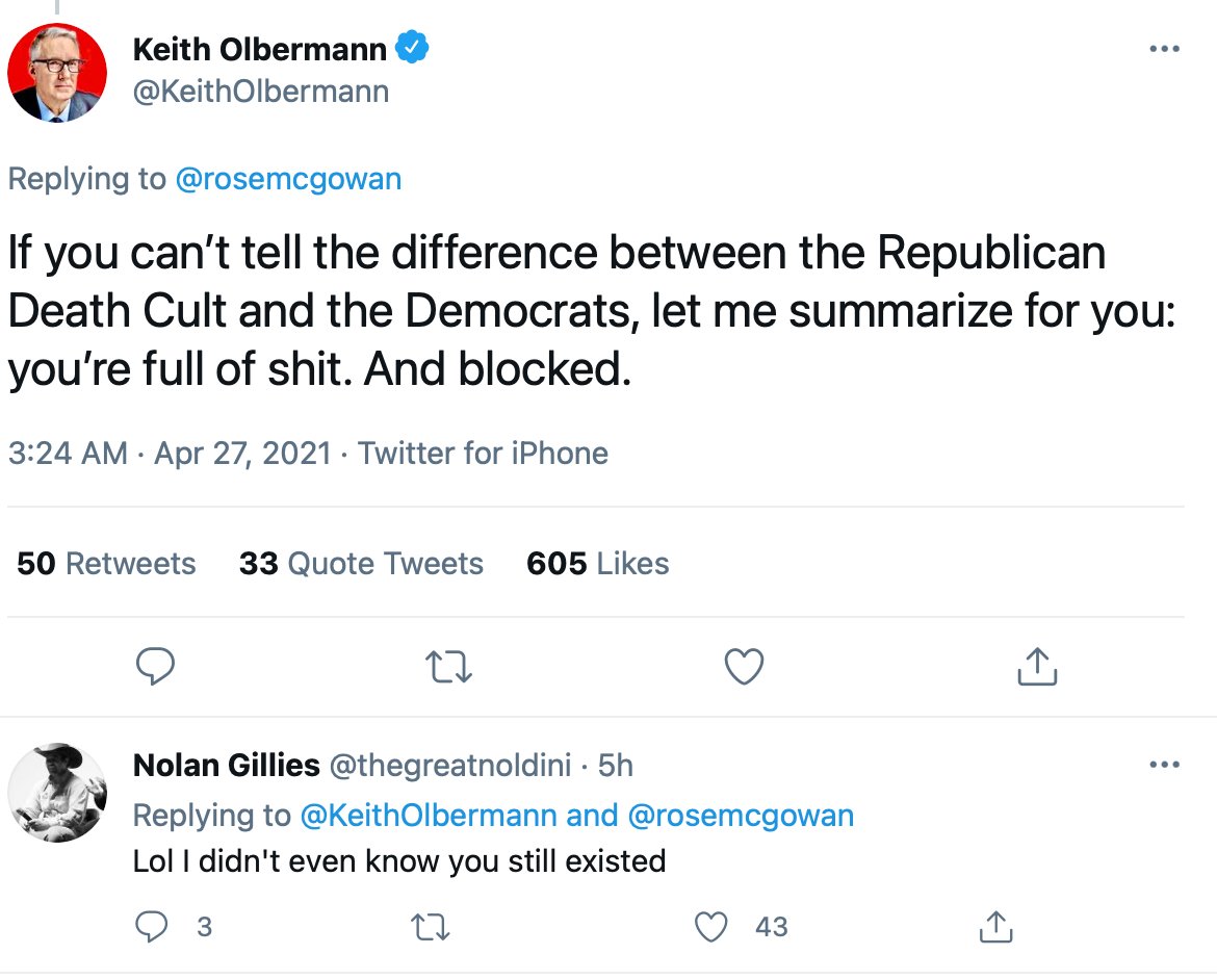 There's a reason this is the person who gave birth to the current form of MSNBC liberal politics, rhetoric, and mentality, including hand-picking  @Maddow.  @KeithOlbermann remains important solely as a museum to understand where and how it all started: