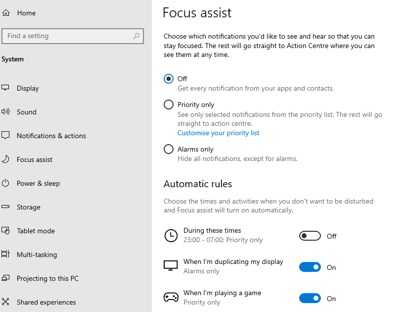 You need to concentrate on a task, without distractions. Windows 10 has feature to help, called Focus Assist. This will turn off distracting notifications. 

Go to Start>Settings>System>Focus Assist to turn it on. 
#peachtip #earlybiz