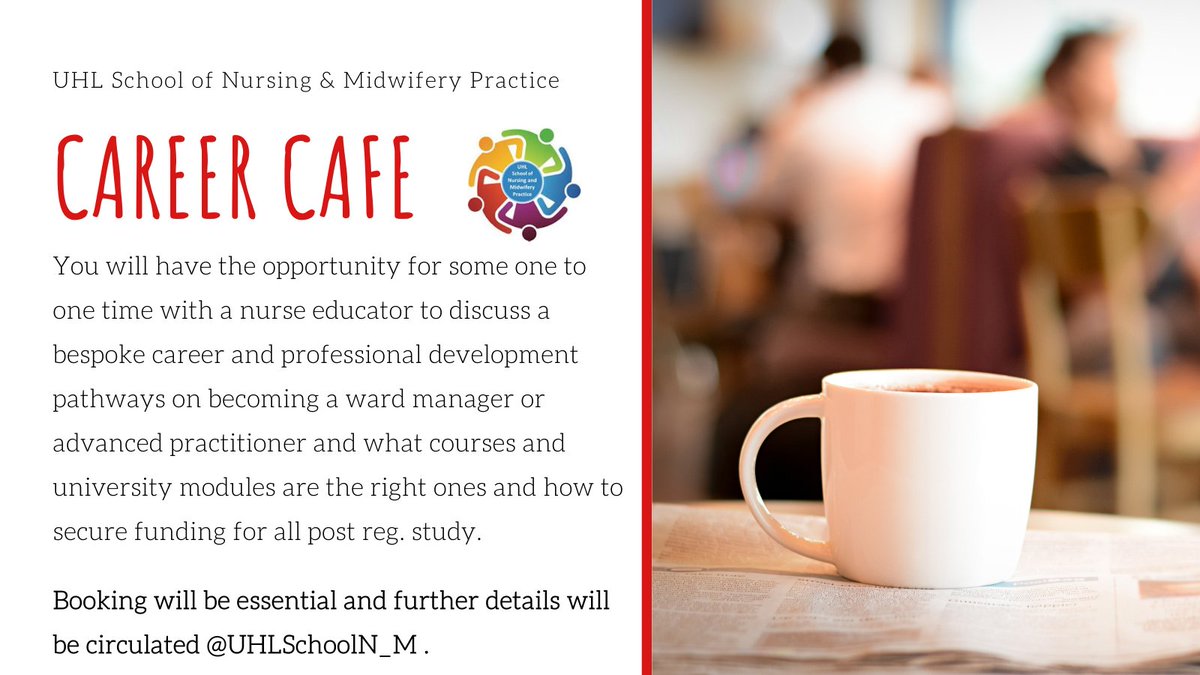 UHL Journey to Excellence (@uhlj2e) on Twitter photo Throughout International Nurses Week 10th-14th May 2021 <a href="/UHLSchoolN_M/">UHL School of Nursing and Midwifery Practice</a> will be hosting socially distanced ‘career cafes’ for all nurses, midwives, nursing associates and HCAs in the new ‘Recreation Hall’ at the GH 👇 *Please share with your teams!* #professionaldevelopment Throughout International Nurses Week 10th-14th May 2021 <a href="/UHLSchoolN_M/">UHL School of Nursing and Midwifery Practice</a> will be hosting socially distanced ‘career cafes’ for all nurses, midwives, nursing associates and HCAs in the new ‘Recreation Hall’ at the GH 👇 *Please share with your teams!* #professionaldevelopment