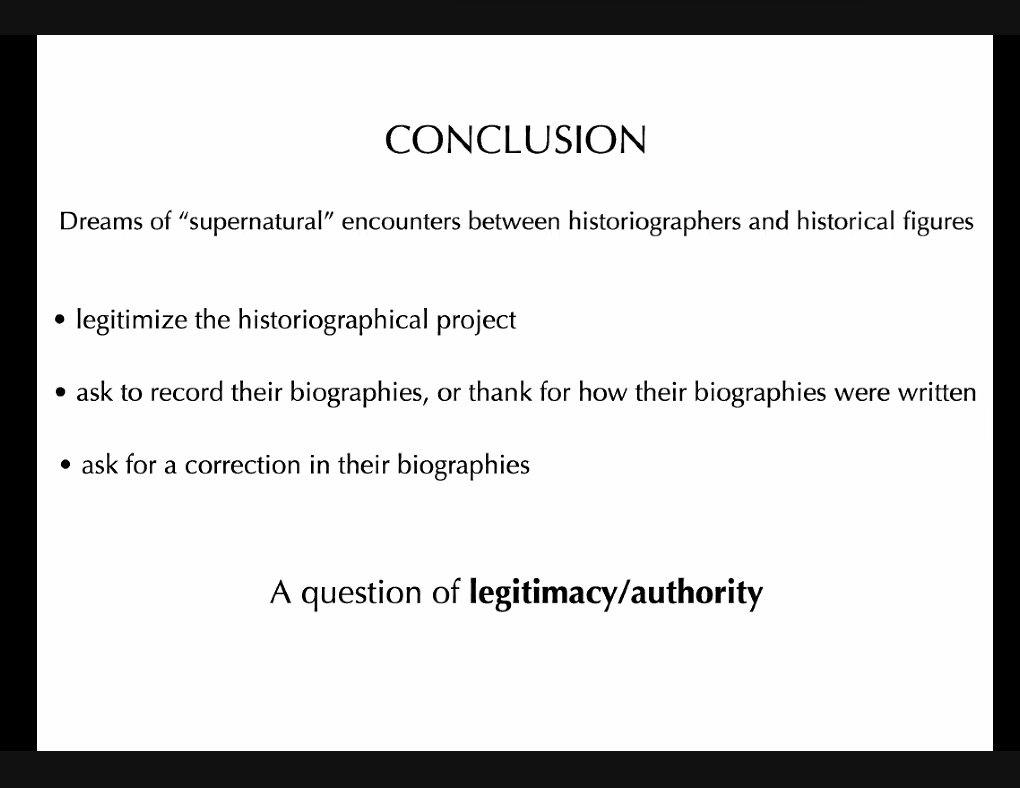 omg now I'm thinking of a story about an encounter between a historical figure and a historiographer in a dream based on this talk...