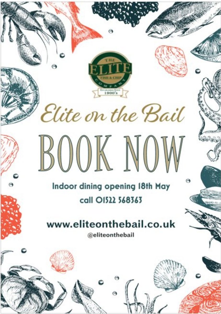 Book now for indoor dining on 18th May on 01522 568363
#seafoodrestaurant #lincoln #reopening #restaurant #eliteonthebail