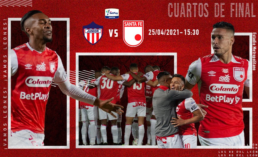 ¡Vamos por estos Cuartos de Final 🔥!

Hoy todos con la Piel del León 🦁 puesta...

¡VAMOS SANTA FE 🇮🇩!