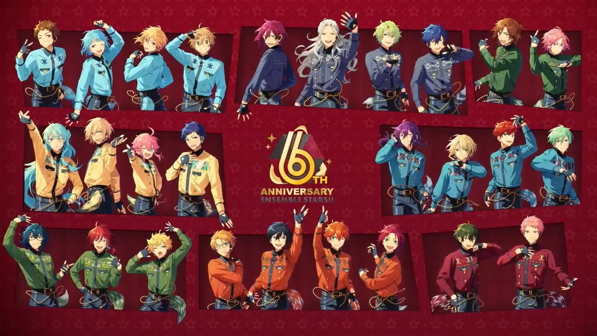 5. Illust8 units had their anniversary art released tonight: fine, Trickstar, Alkaloid, Eden, Valkyrie, Ra*bits, Switch and Double Face.The other 6 units will be shown in autumn during the second part of the anniversary stream. https://twitter.com/ensemble_stars/status/1386320869824229381?s=20