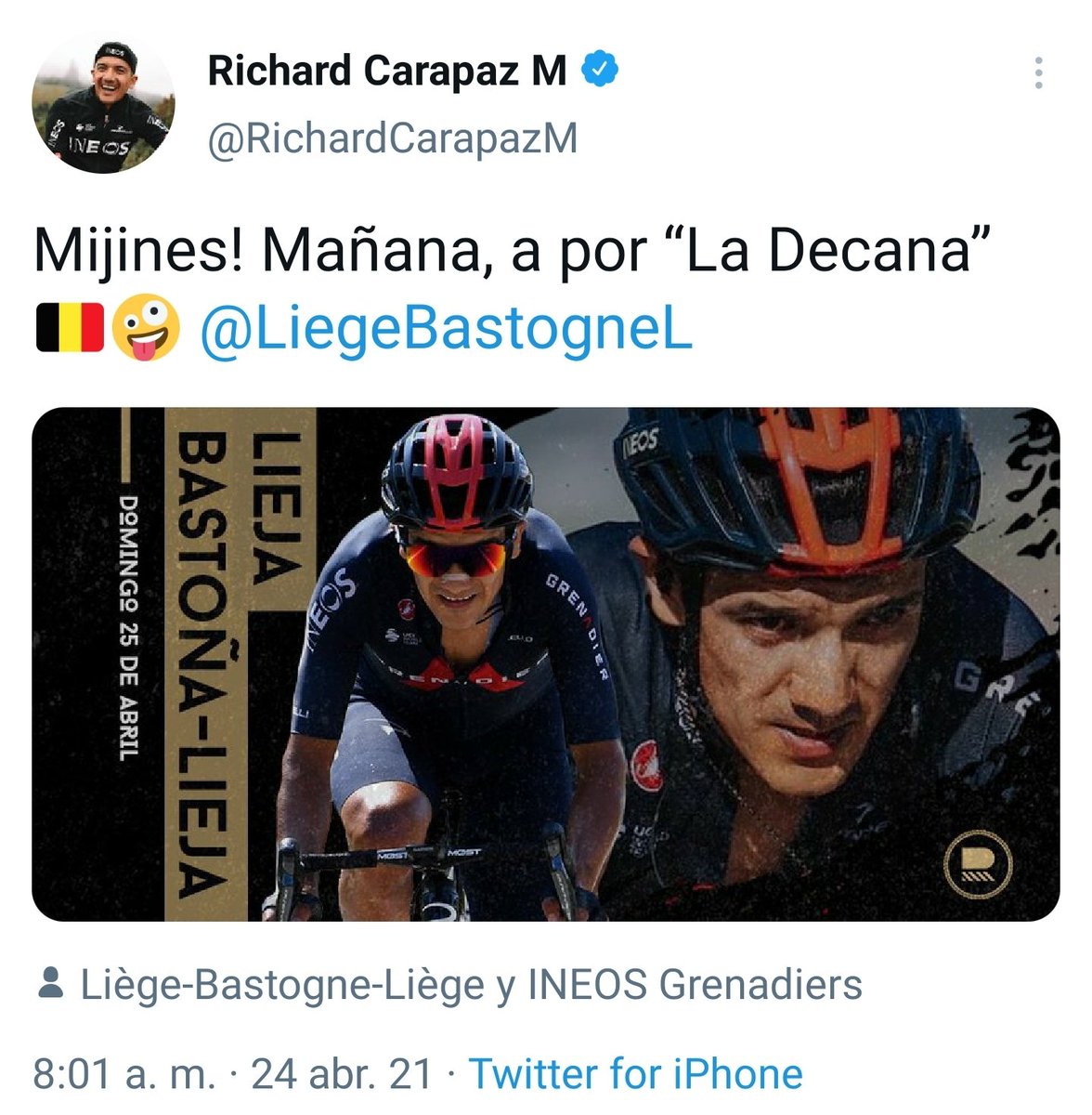 raulbmd's tweet photo. @ESPNBike ayer avisó #CICLISMOxESPN @mario_sabato https://t.co/QozBS1f5mg
